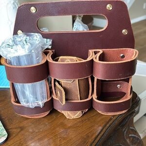 Leather six pack caddy
